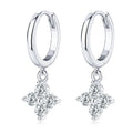 Clover Moissanite Hoop Drop Earrings in Sterling Silver