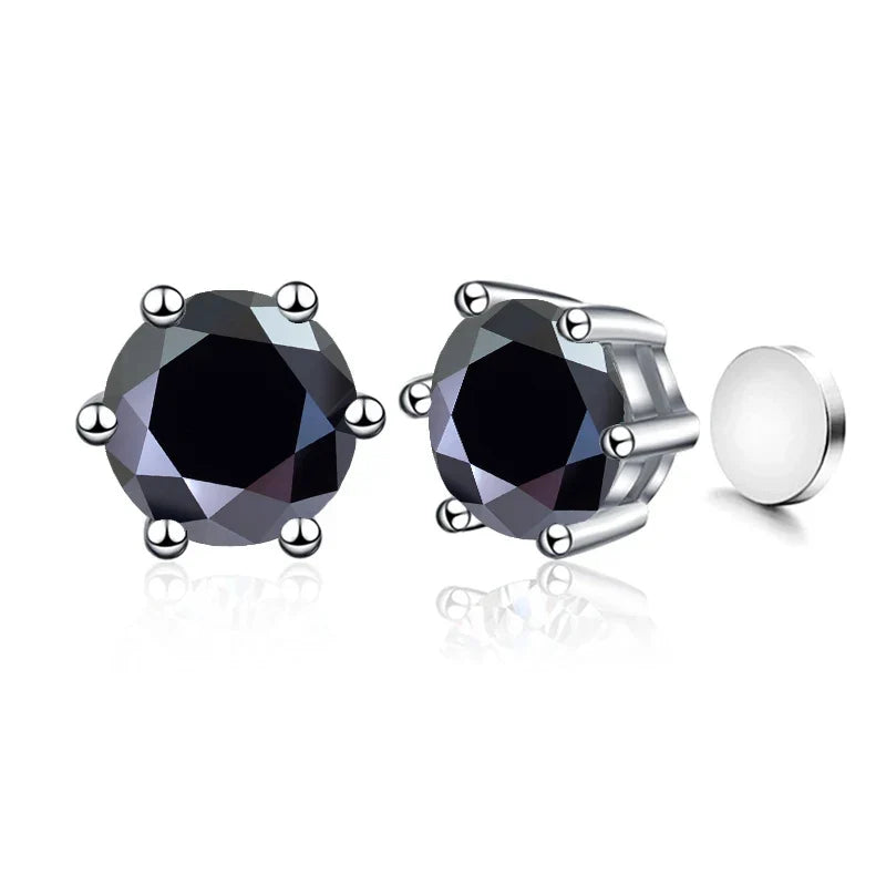 Colored Magnetic Moissanite Earrings in 925 Sterling Silver