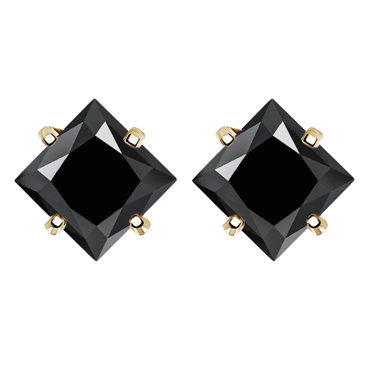 Colorful Princess-Cut Moissanite Stud Earrings in Sterling Silver