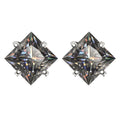 Colorful Princess-Cut Moissanite Stud Earrings in Sterling Silver