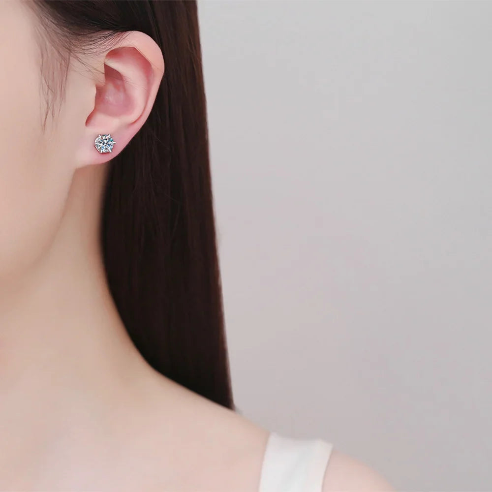 Colored Magnetic Moissanite Earrings in 925 Sterling Silver