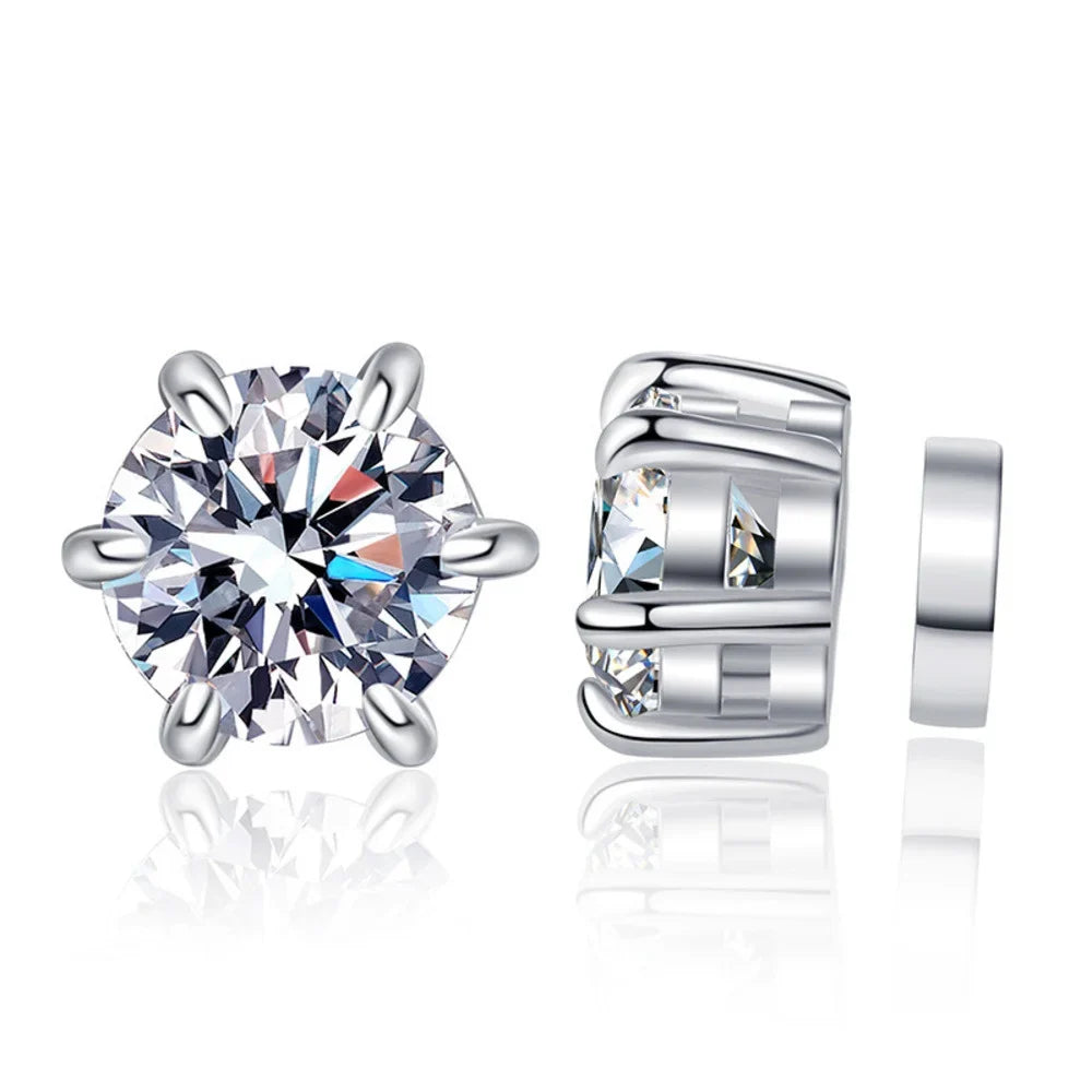 Colored Magnetic Moissanite Earrings in 925 Sterling Silver