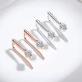 Round Moissanite Long-Hook Drop Earrings in Sterling Silver