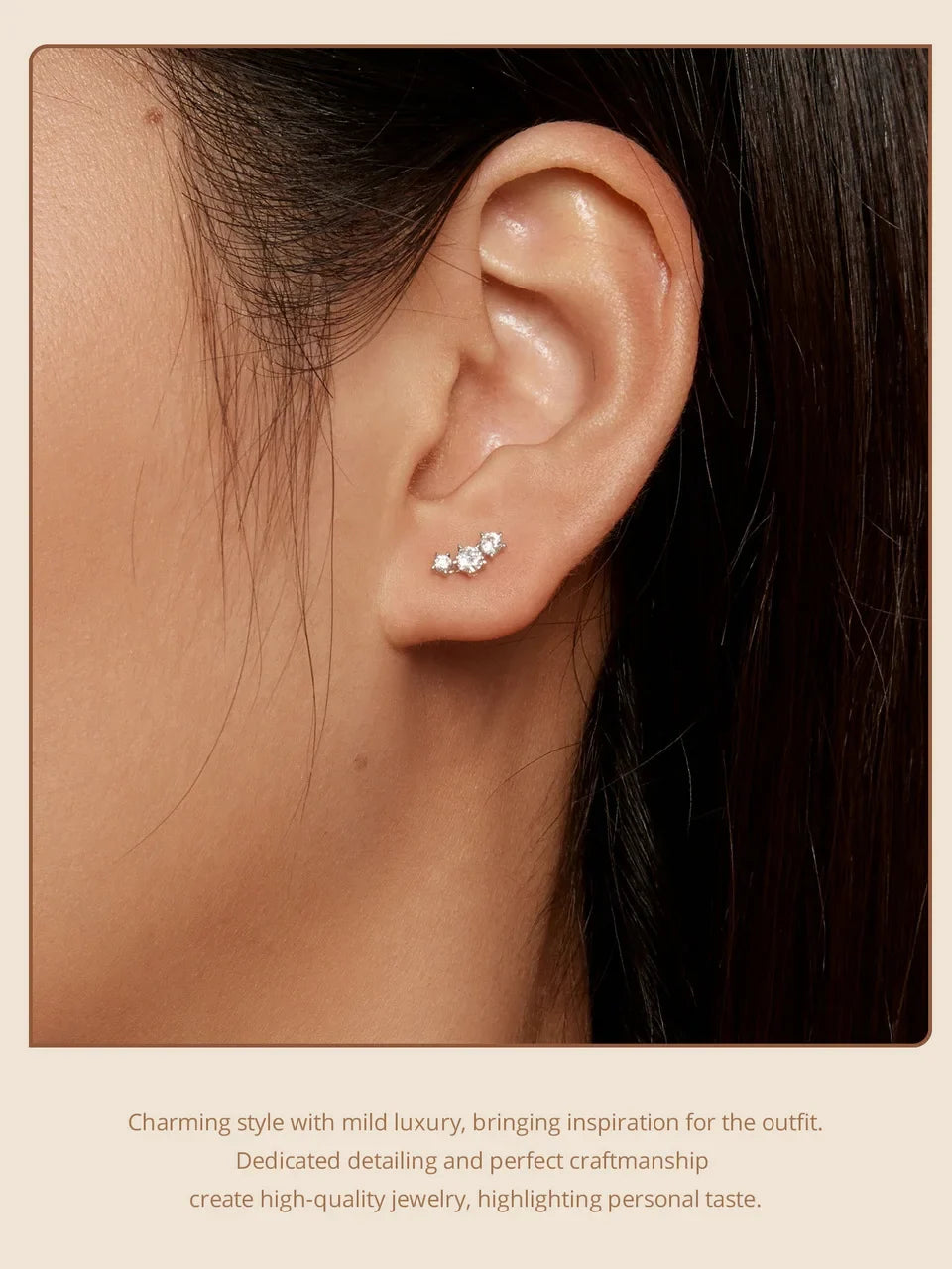 Three-Star Moissanite Screw-Back Stud Earrings