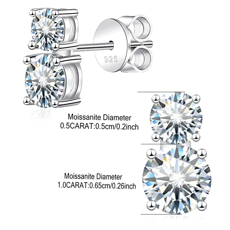 Graduated Two-Stone Moissanite Stud Earrings in Sterling Silver