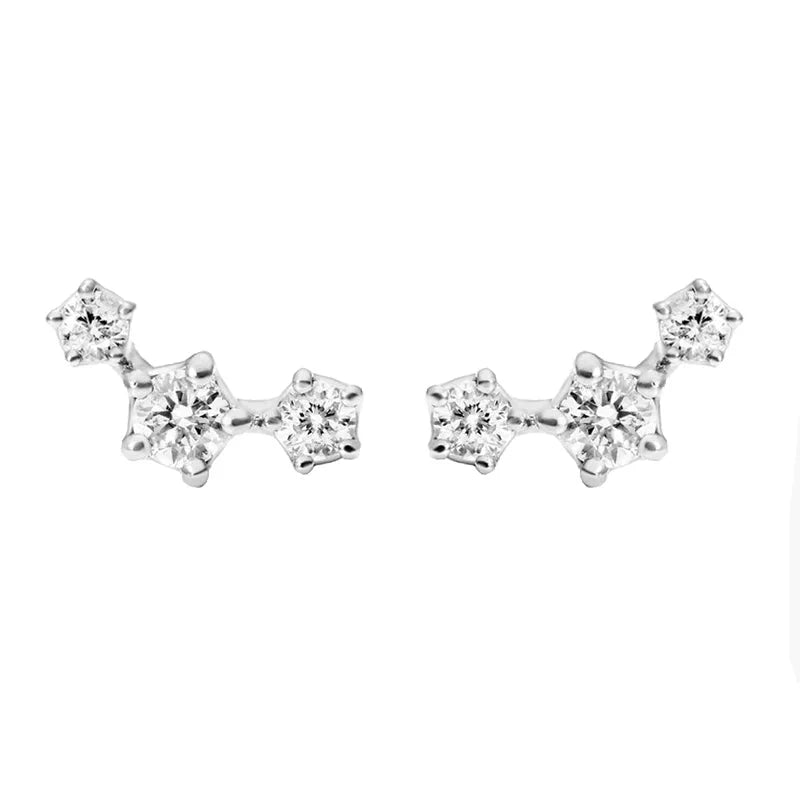 Three-Star Moissanite Screw-Back Stud Earrings