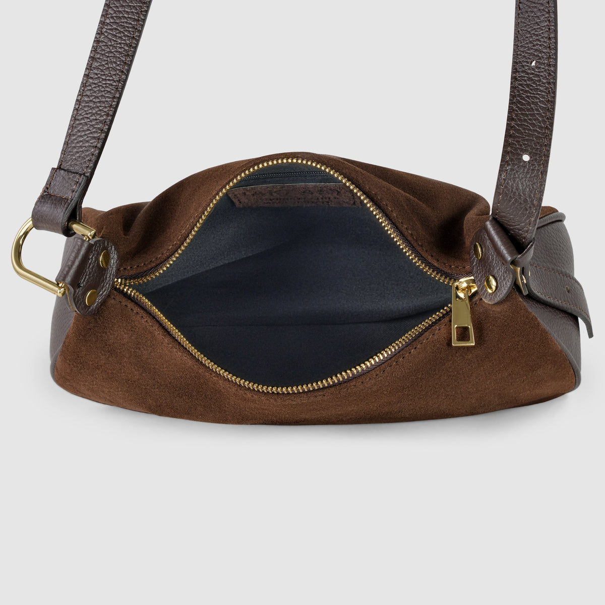 Italian Genuine Suede & Full-Grain Leather Crossbody Bag | Cremona