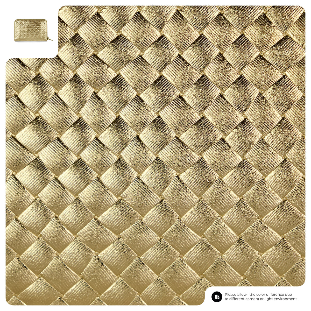 Italian Genuine Woven-Embossed Metallic Suede Wallet | Pesaro
