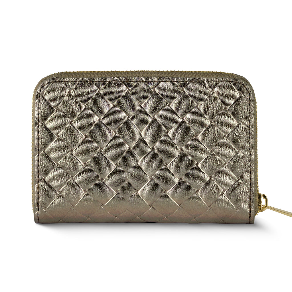 Italian Genuine Woven-Embossed Metallic Suede Wallet | Pesaro