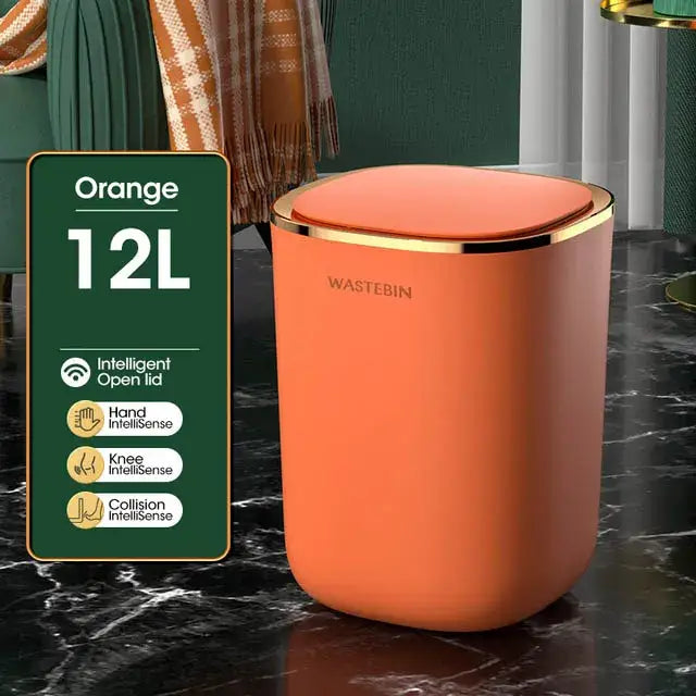 Teal & gold smart sensor luxury trash can kitchen dual compartment