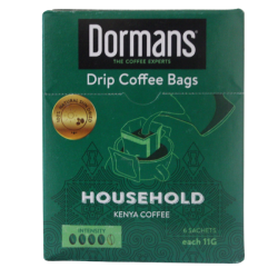 Dormans household drip coffee bags front packaging kenya coffee