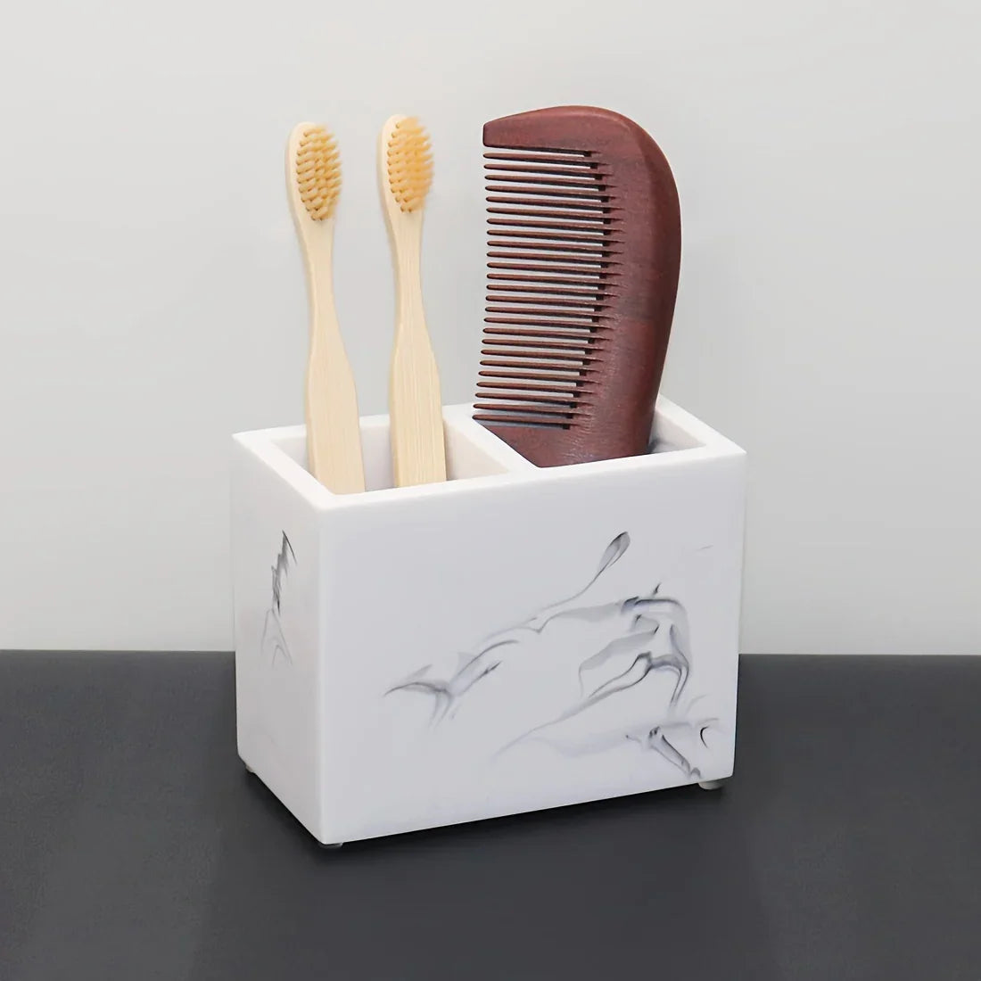 Toothbrush Holders for Bathroom, 2 Slots Toothbrush Holder, Freestanding Countertop Bathroom Organizer, Multifunctional Toothbrush Toothpaste Storage Rack, Bathroom Accessories, Decor