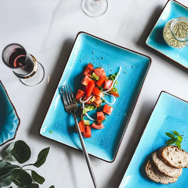 Turquoise ice cracking glaze ceramic tableware set dining room