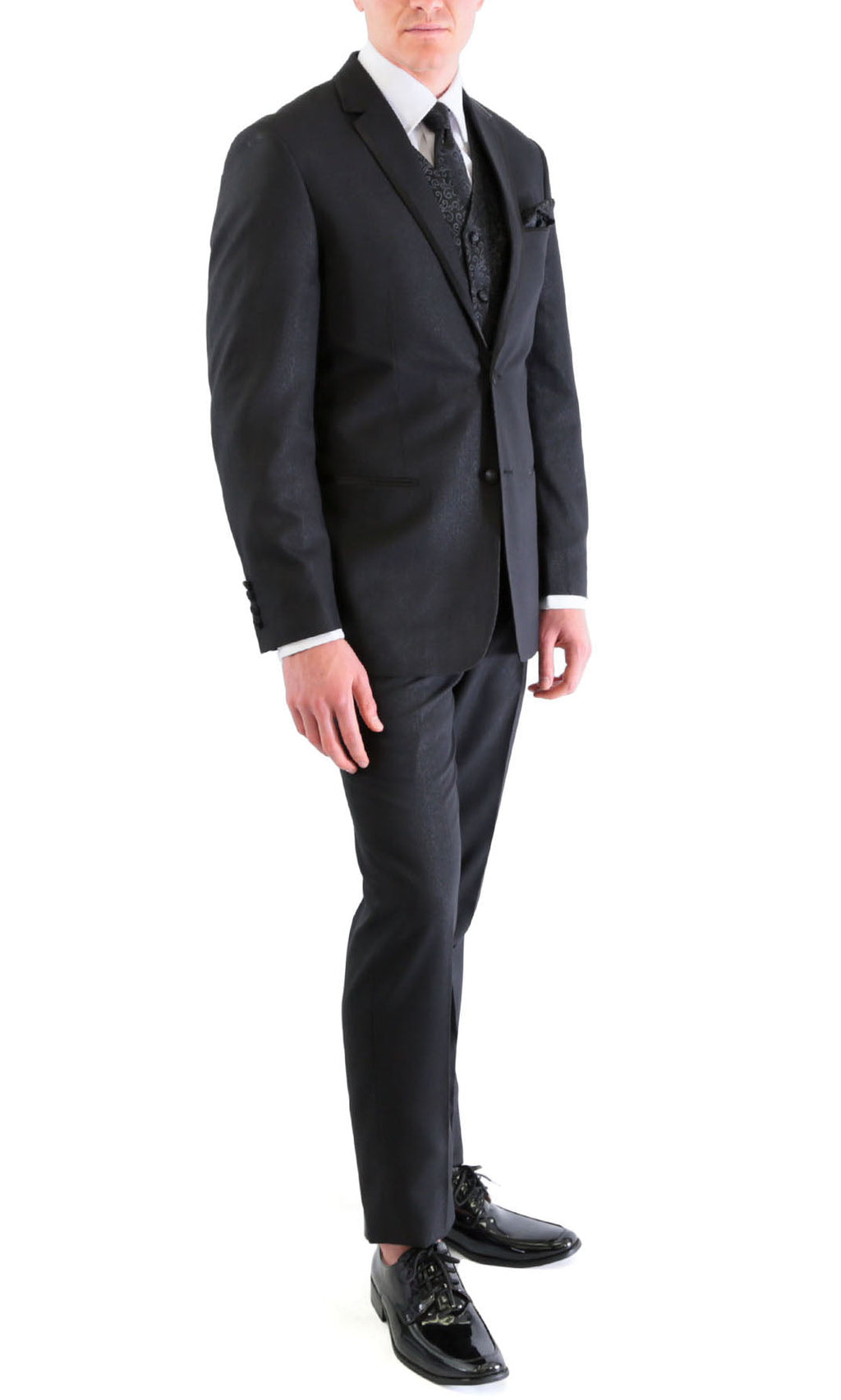 TX100 Men's Premium Black Slim Fit 2 pc Tuxedo