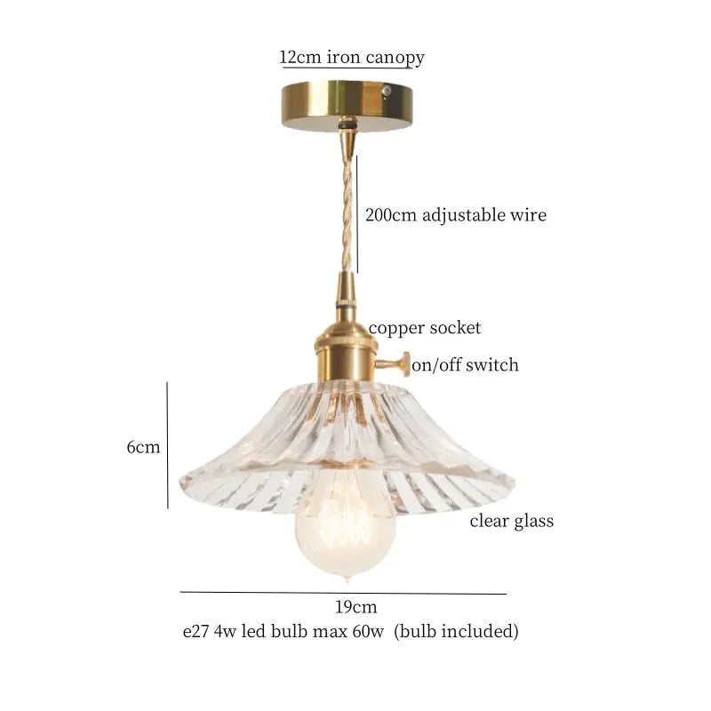 Vintage green brass glass led pendant light for kitchen