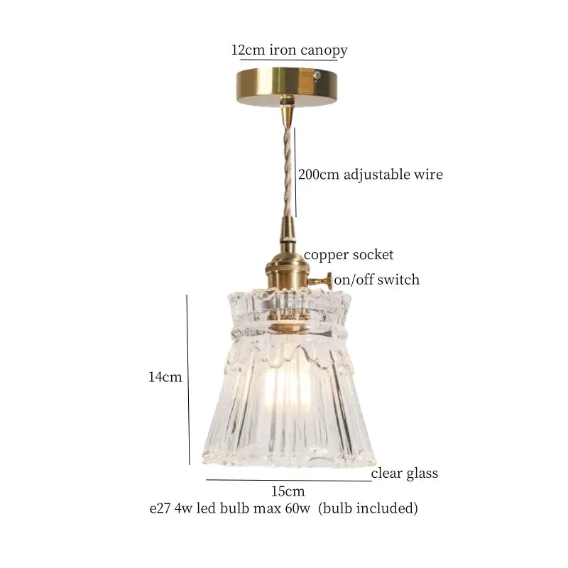 Vintage green brass glass led pendant light for kitchen