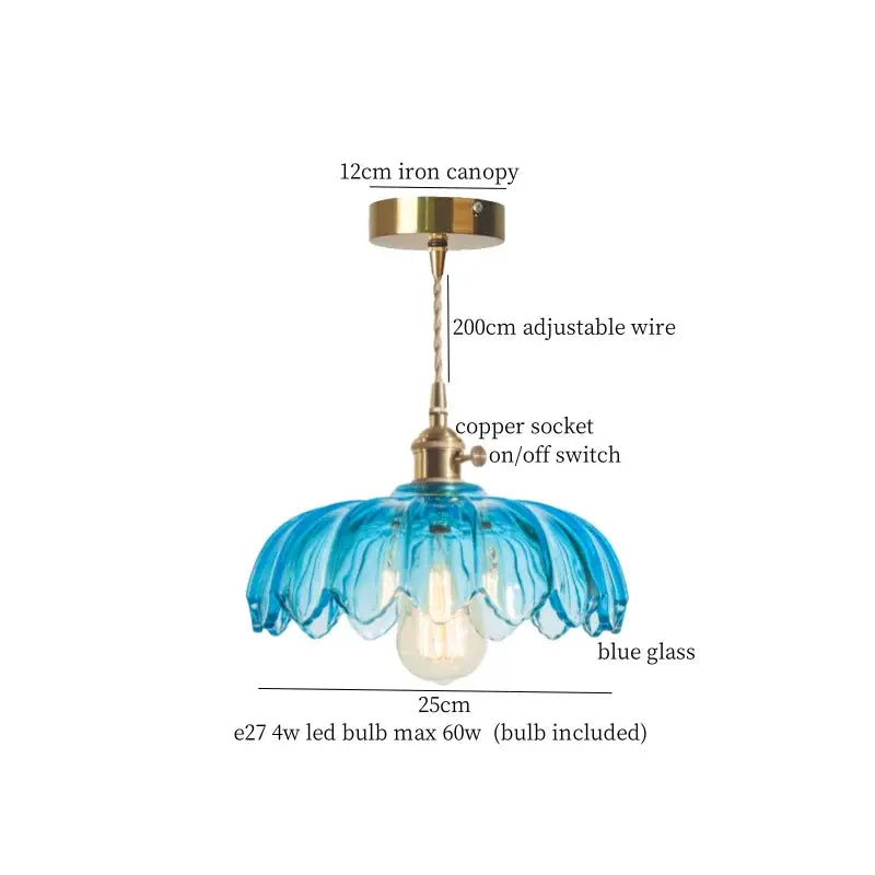 Vintage green brass glass led pendant light for kitchen