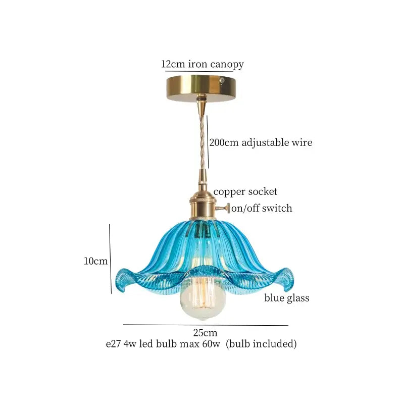 Vintage green brass glass led pendant light for kitchen