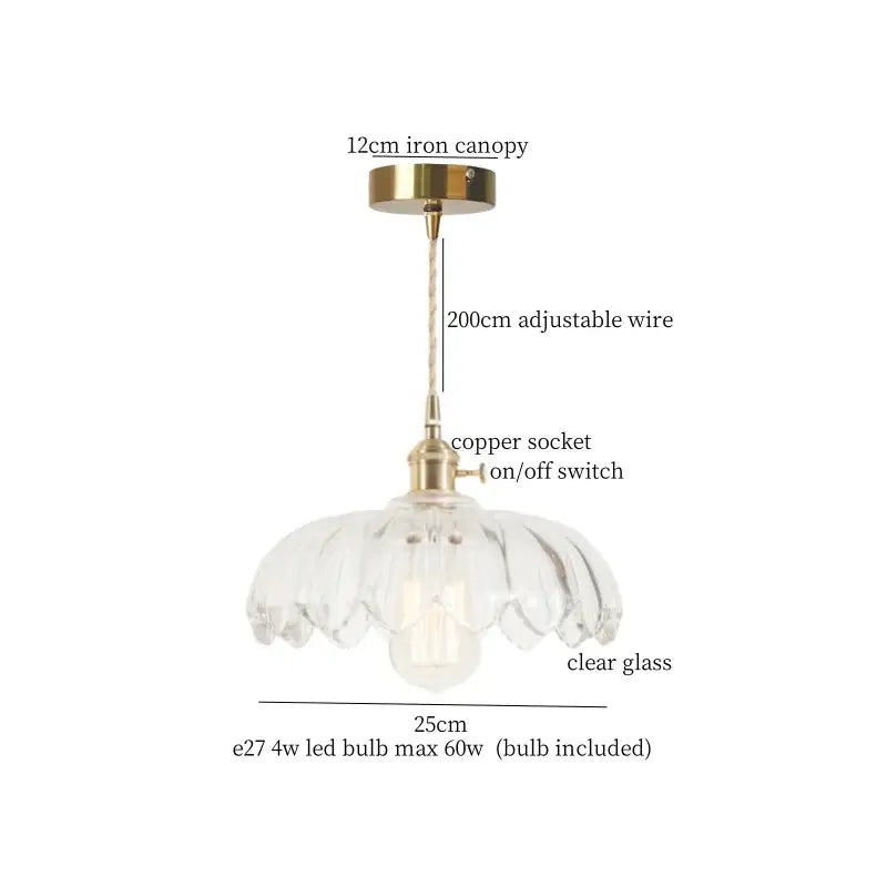 Vintage green brass glass led pendant light for kitchen