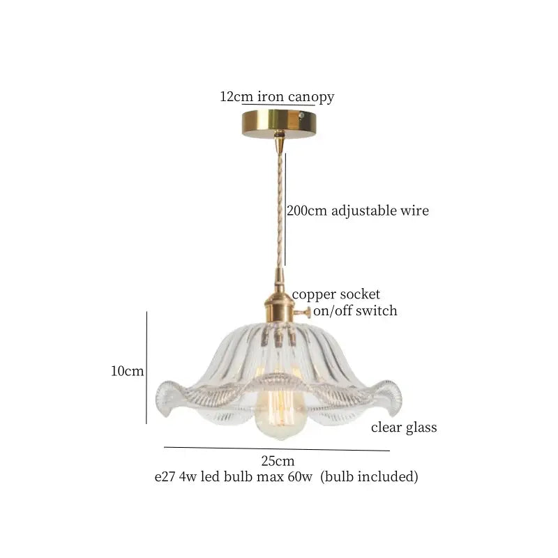 Vintage green brass glass led pendant light for kitchen