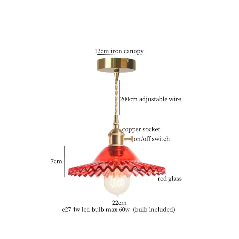 Vintage green brass glass led pendant light for kitchen
