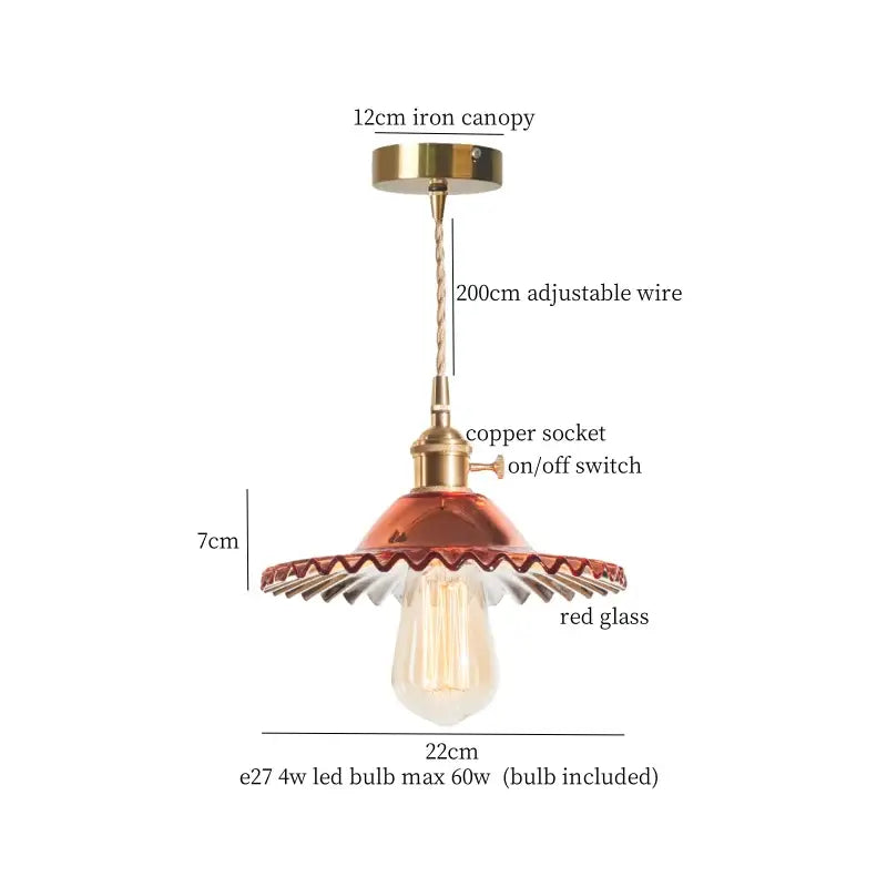 Vintage green brass glass led pendant light for kitchen