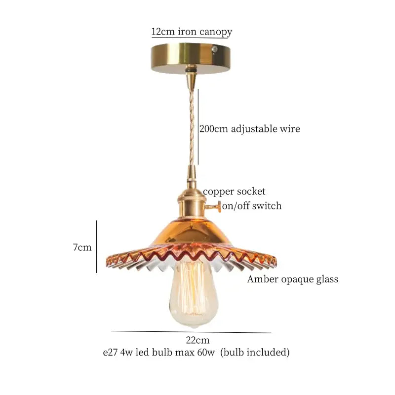 Vintage green brass glass led pendant light for kitchen