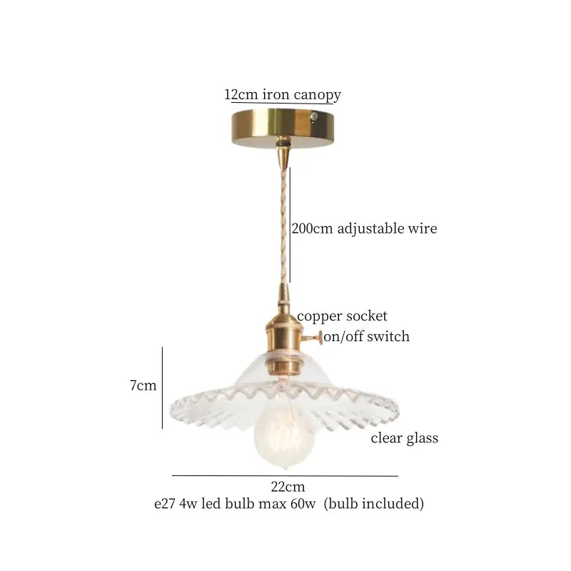 Vintage green brass glass led pendant light for kitchen