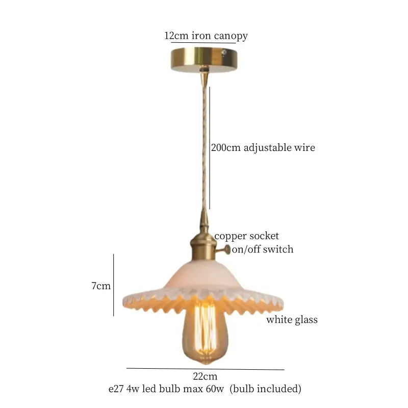 Vintage green brass glass led pendant light for kitchen