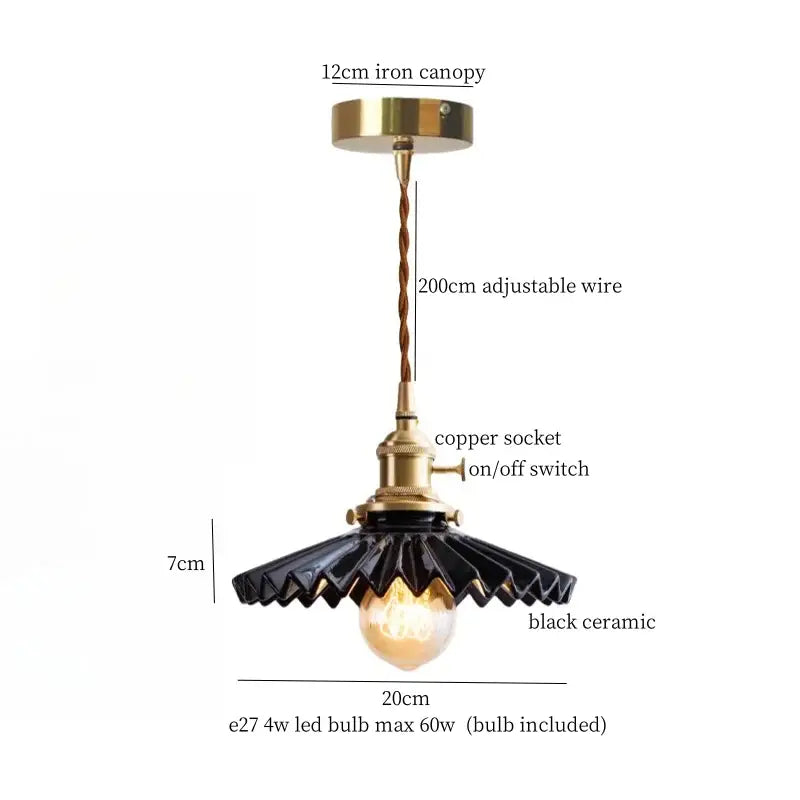 Vintage hexagonal red & green ceramic led pendant light kitchen