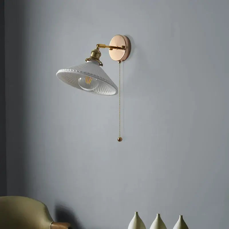 Vintage white ceramic canopy led wall sconce bedroom light