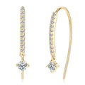 Moissanite Curved Threader Drop Earrings in Sterling Silver