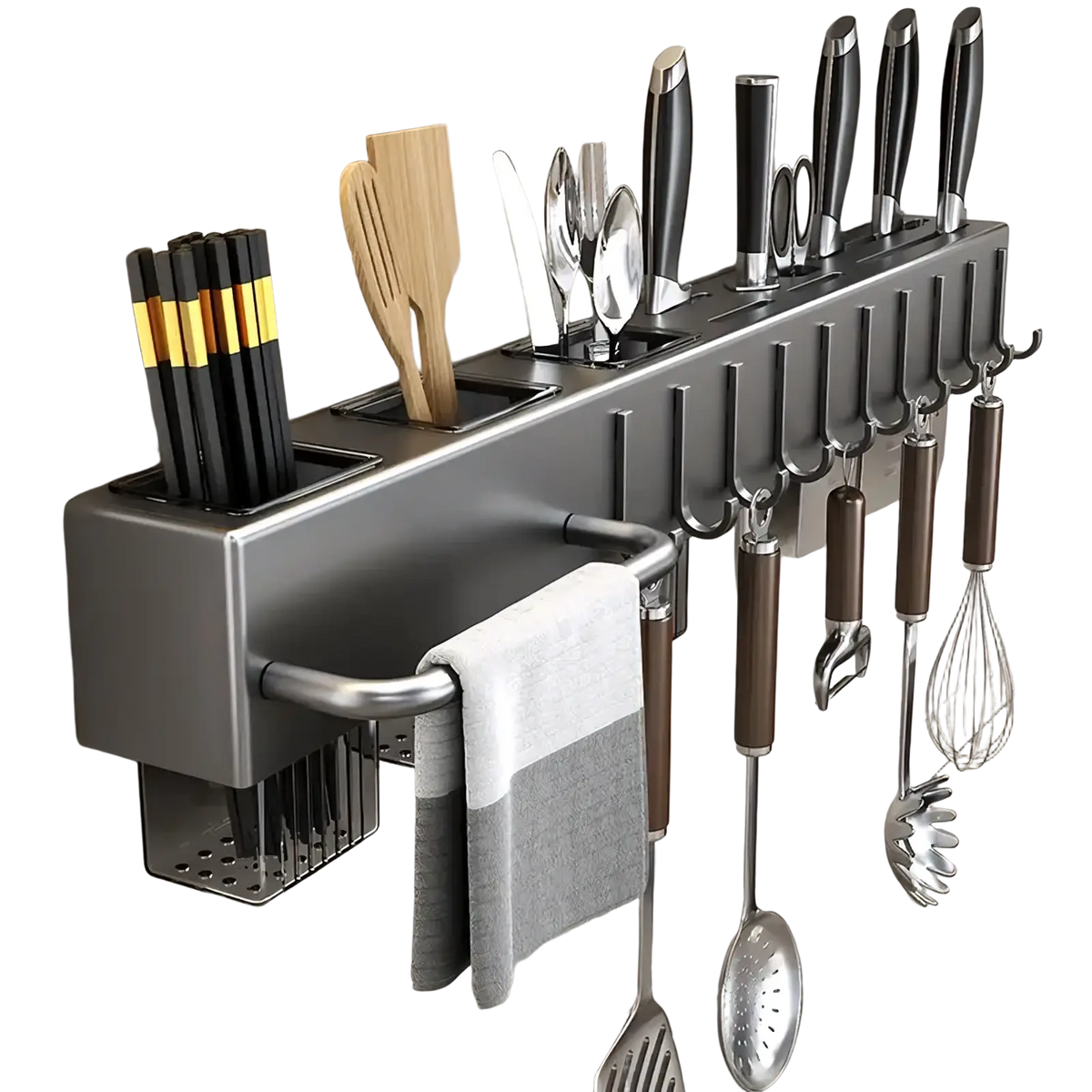 Wall Mounted Kitchen Utensil Holder and Knife Rack