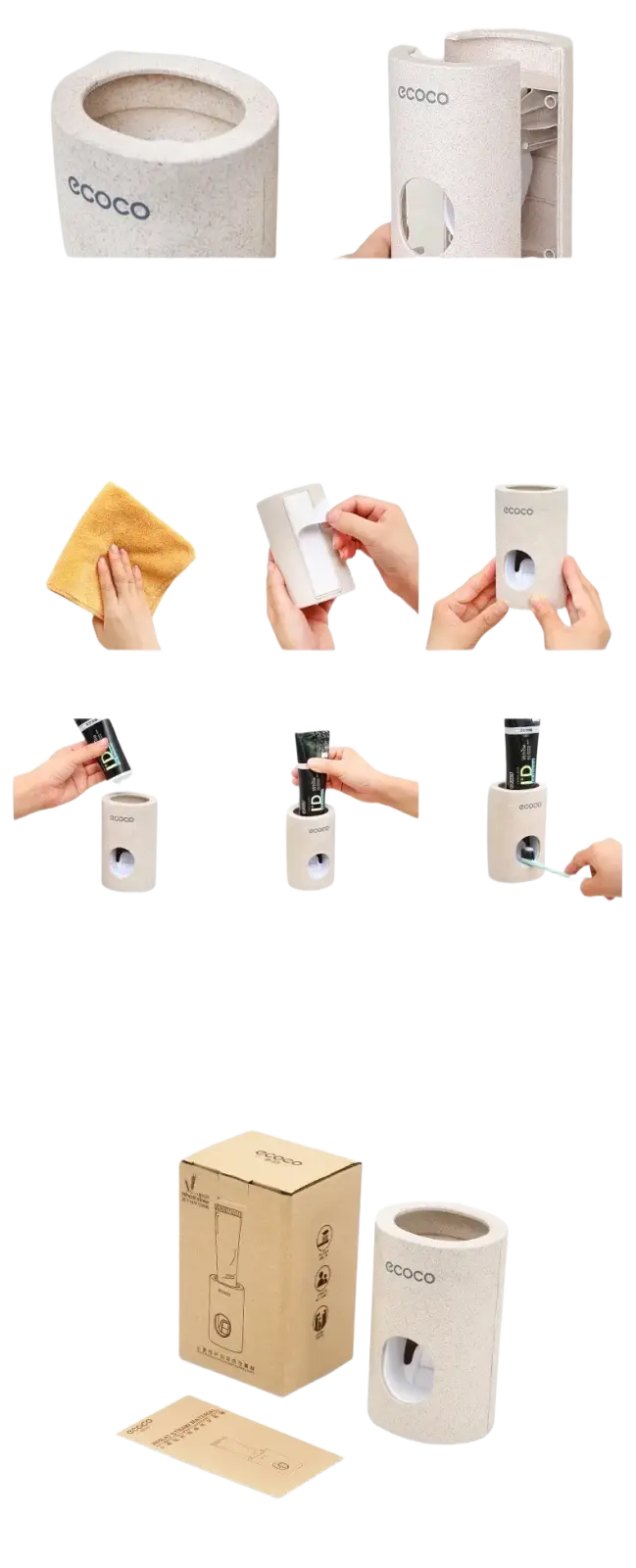 Wall Mounted Toothpaste Dispenser and Holder Set