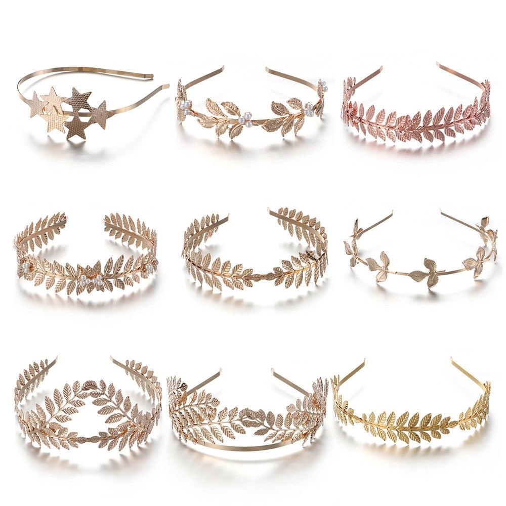 Western Fashion Retro Hair Bands For Women Wedding Metal Gold Leaf Butterfly Hair Headbands Girls Bride Gorgeous Hair Accessories For Women