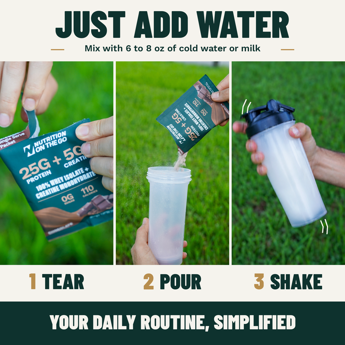 2-in-1 Whey Protein Isolate + Creatine Travel Packets