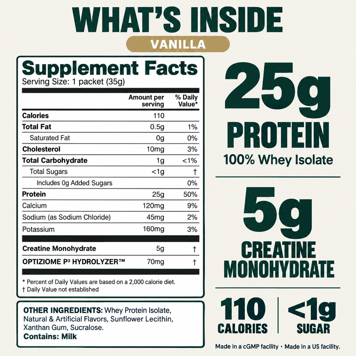 2-in-1 Whey Protein Isolate + Creatine Travel Packets