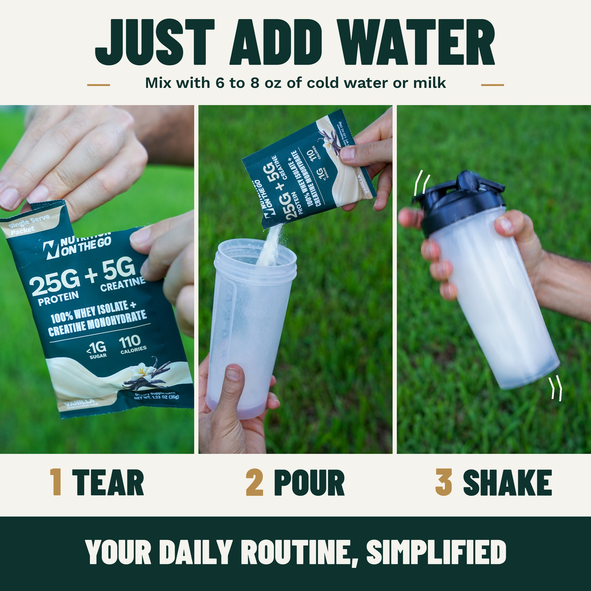 2-in-1 Whey Protein Isolate + Creatine Travel Packets