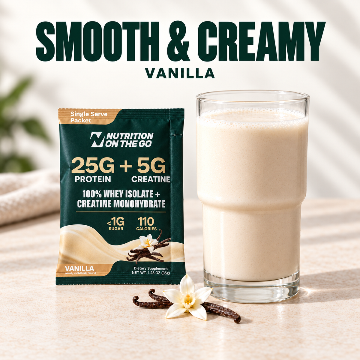 2-in-1 Whey Protein Isolate + Creatine Travel Packets
