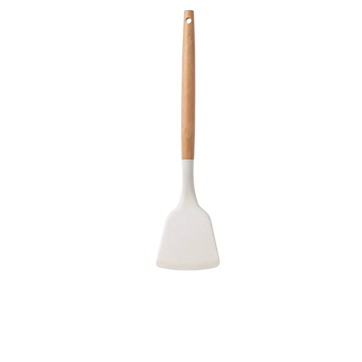 White Silicone Kitchen Utensils Set Wooden Handle