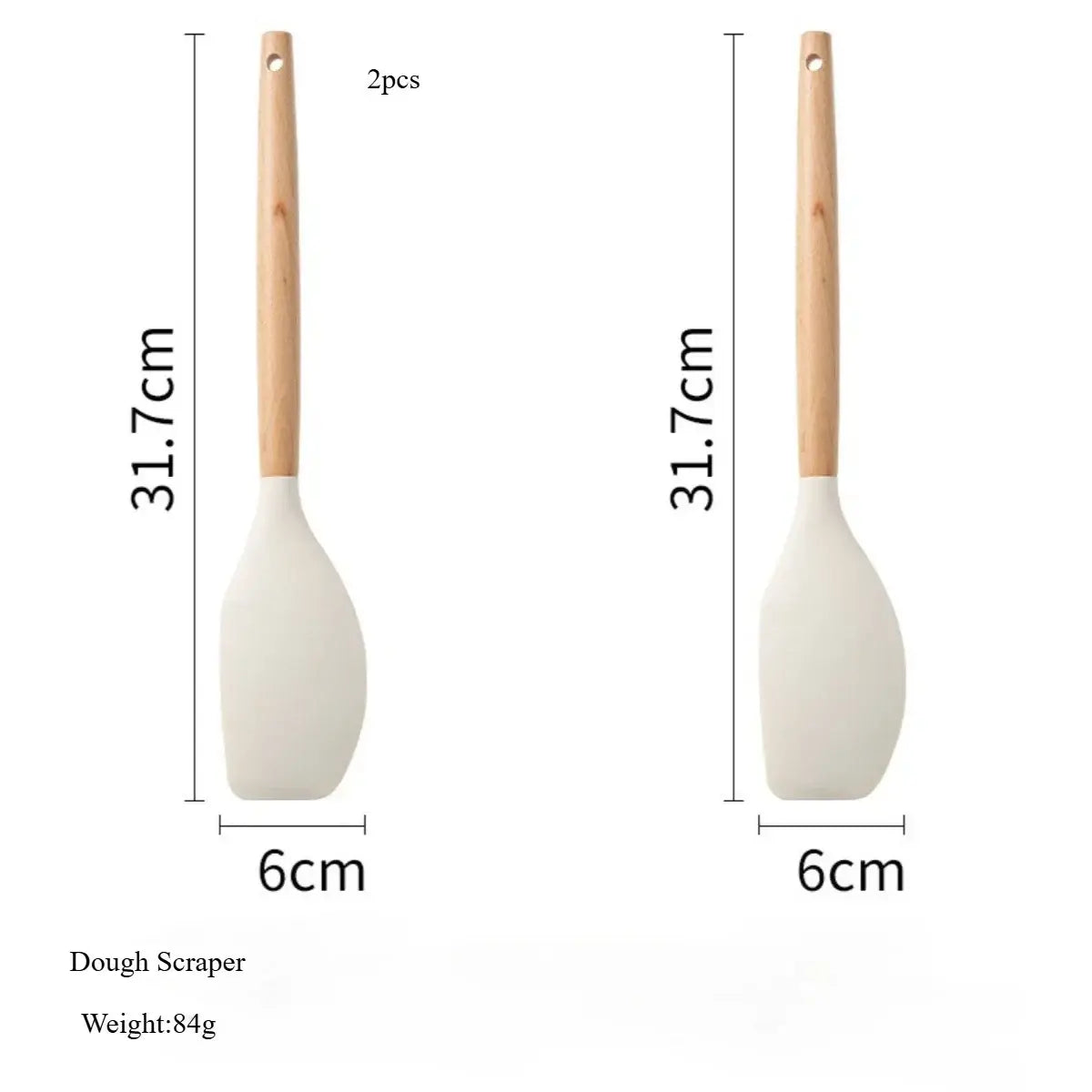 White Silicone Kitchen Utensils Set Wooden Handle