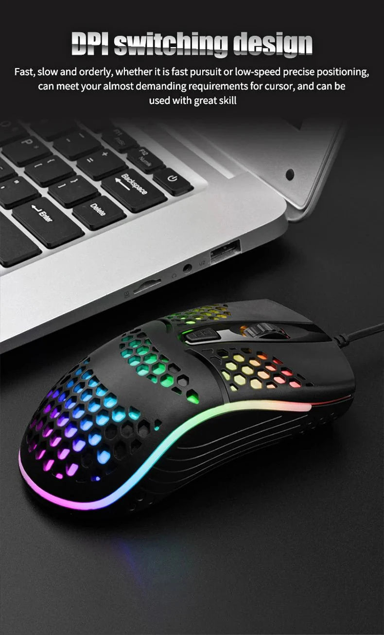 Wired Gaming Mouse | 1600 DPI Optical USB with 7 Breathing LED Lights