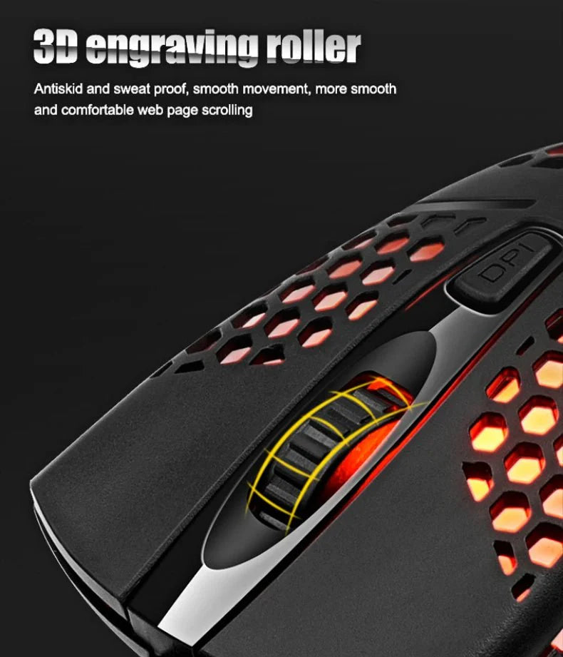 Wired Gaming Mouse | 1600 DPI Optical USB with 7 Breathing LED Lights
