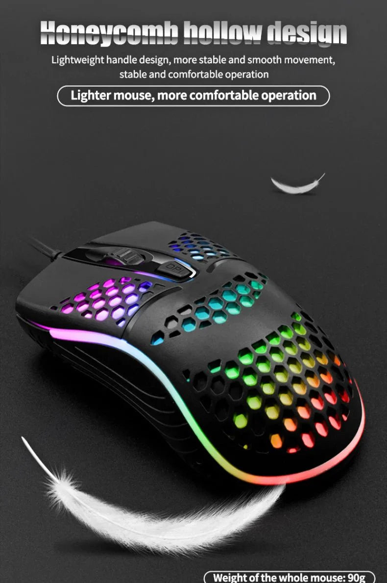 Wired Gaming Mouse | 1600 DPI Optical USB with 7 Breathing LED Lights
