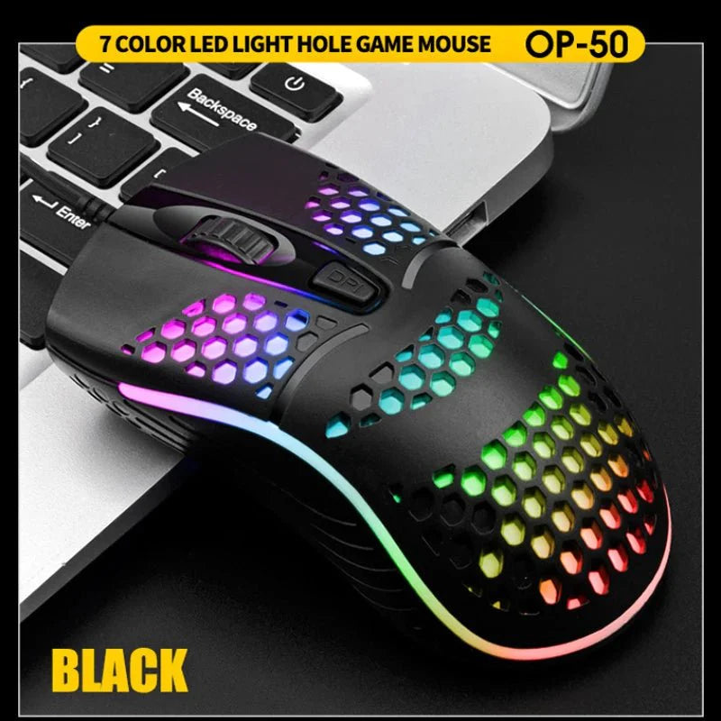 Wired Gaming Mouse | 1600 DPI Optical USB with 7 Breathing LED Lights