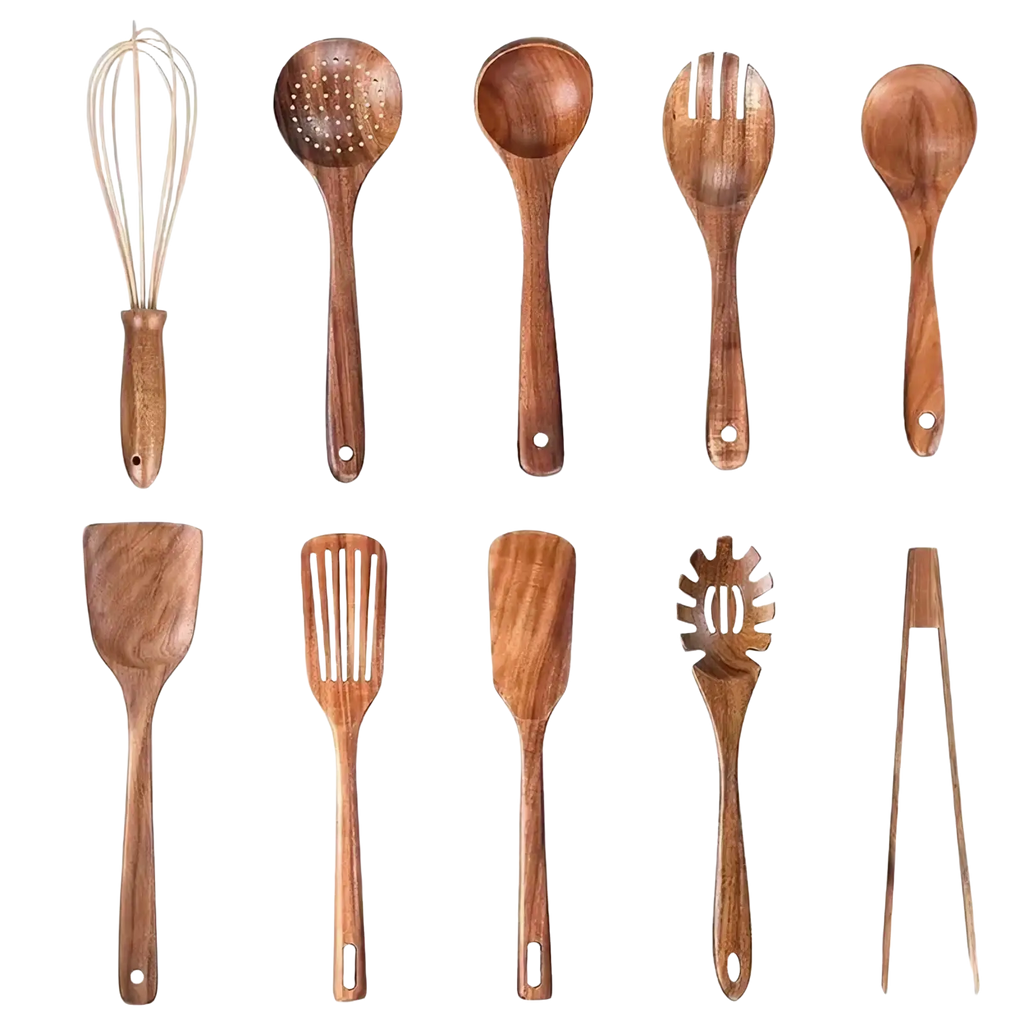 Wooden Kitchen Utensil Set Natural Wood Cooking Tools