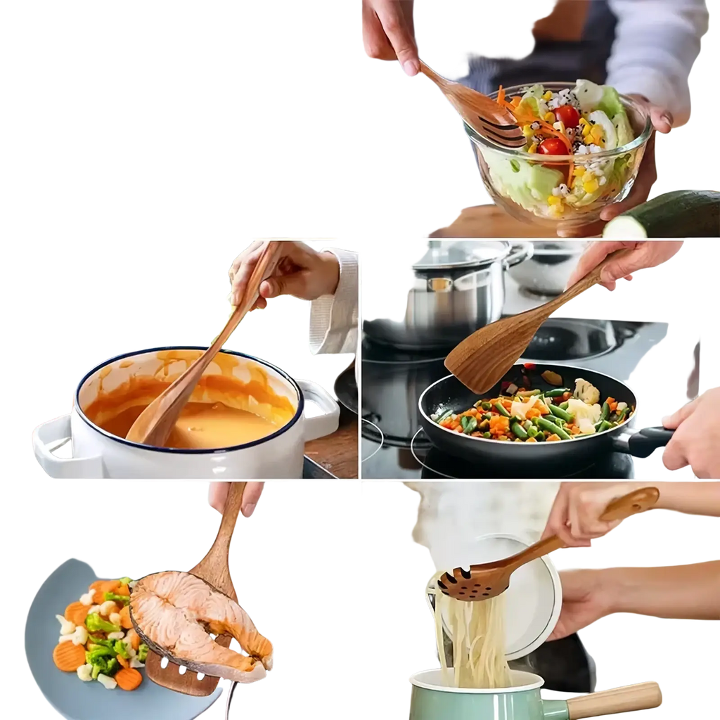 Wooden Kitchen Utensil Set Natural Wood Cooking Tools