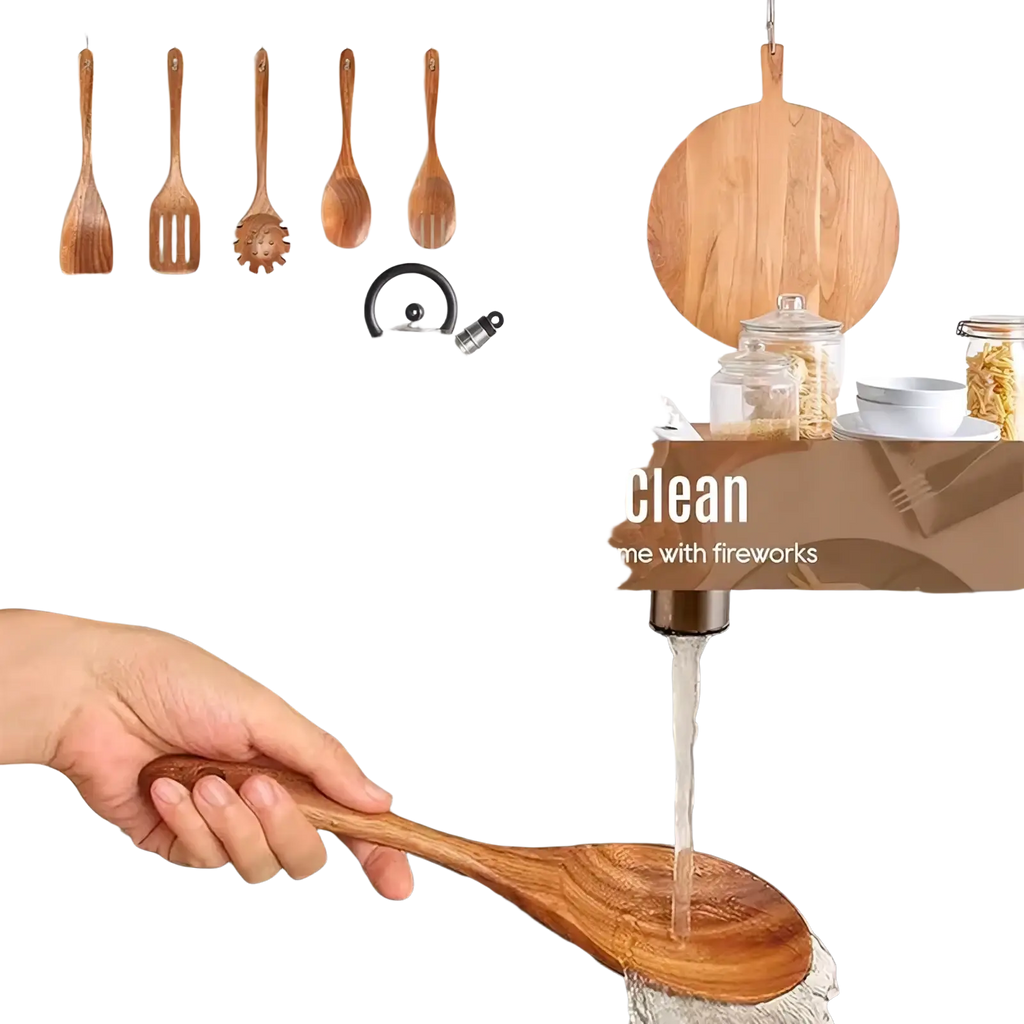 Wooden Kitchen Utensil Set Natural Wood Cooking Tools