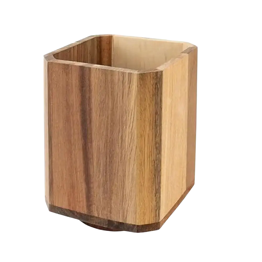 Wooden Rotating Kitchen Utensil Holder Countertop Organizer
