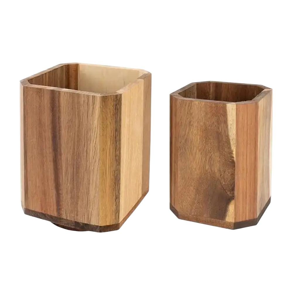 Wooden Rotating Kitchen Utensil Holder Countertop Organizer